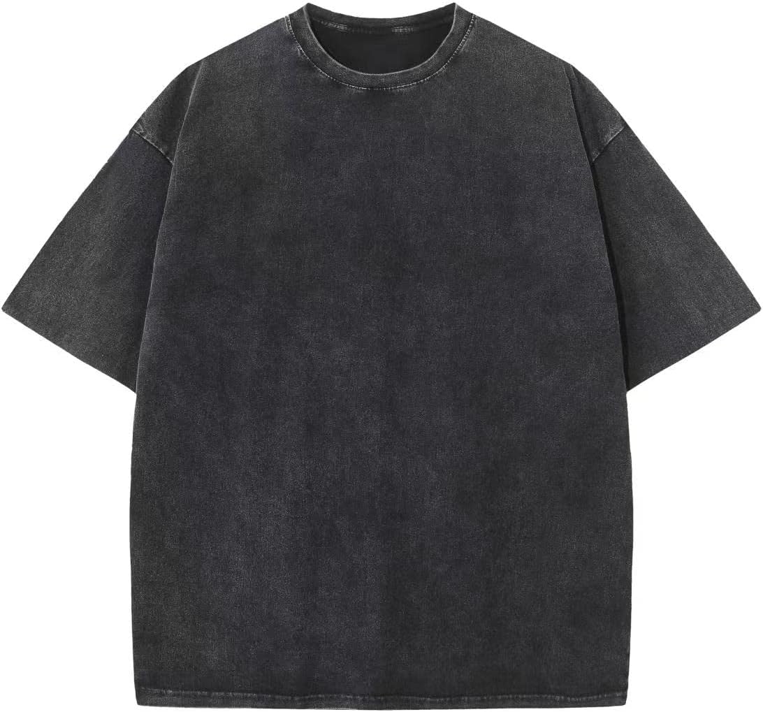 Men's Cotton T-Shirts Oversized Unisex Short Sleeves Casual Loose Wash Solid Basic Tee Tops - Image 18