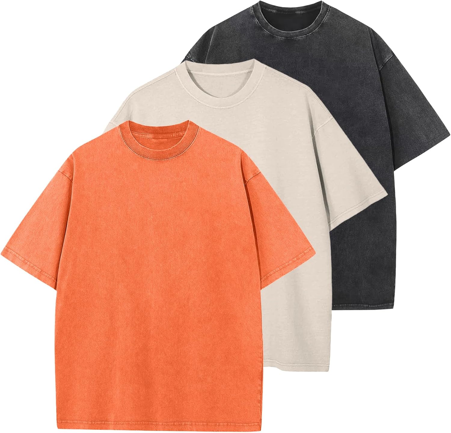 Men's Cotton T-Shirts Oversized Unisex Short Sleeves Casual Loose Wash Solid Basic Tee Tops - Image 17