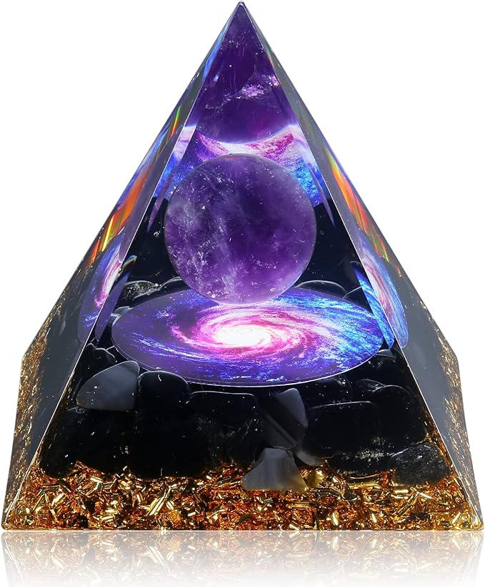Hopeseed Orgone Pyramid for Positive Energy, Orgonite Amethyst&Obsidian Healing Crystal Pyramids for Reduce Stress Chakra Reiki Healing Meditation Attracts Lucky and Success - Image 6