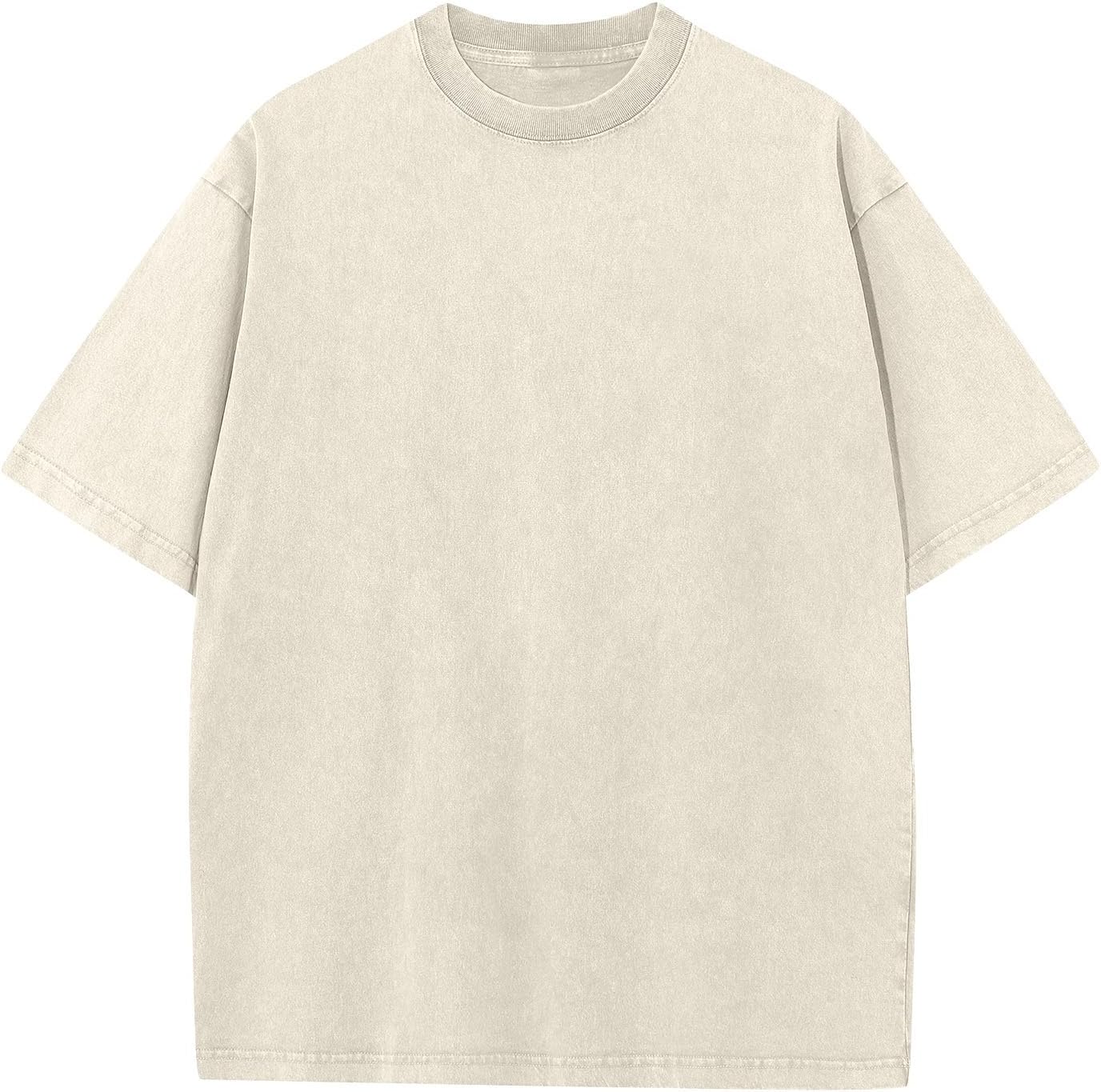 Men's Cotton T-Shirts Oversized Unisex Short Sleeves Casual Loose Wash Solid Basic Tee Tops - Image 10
