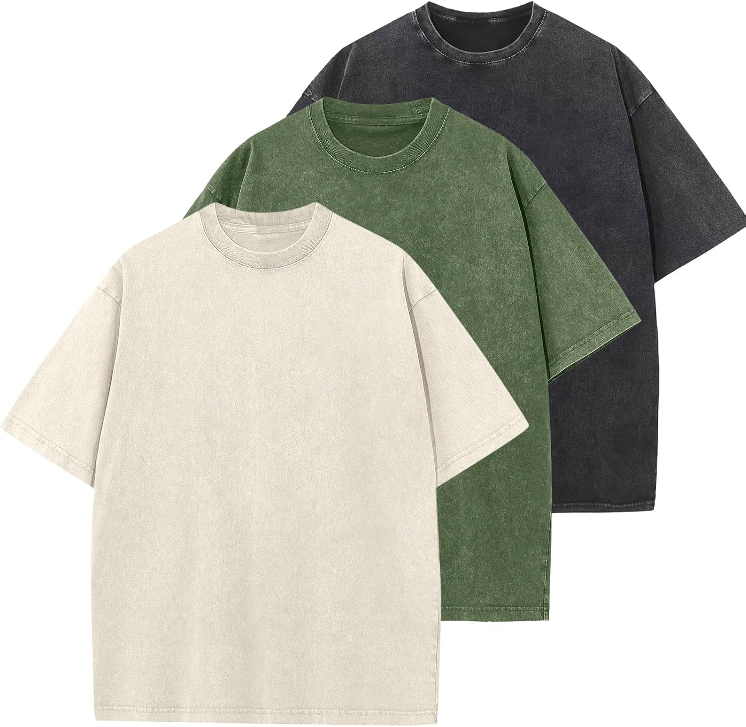 Men's Cotton T-Shirts Oversized Unisex Short Sleeves Casual Loose Wash Solid Basic Tee Tops - Image 8