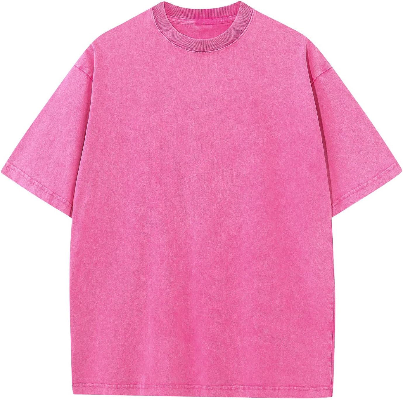 Men's Cotton T-Shirts Oversized Unisex Short Sleeves Casual Loose Wash Solid Basic Tee Tops - Image 12