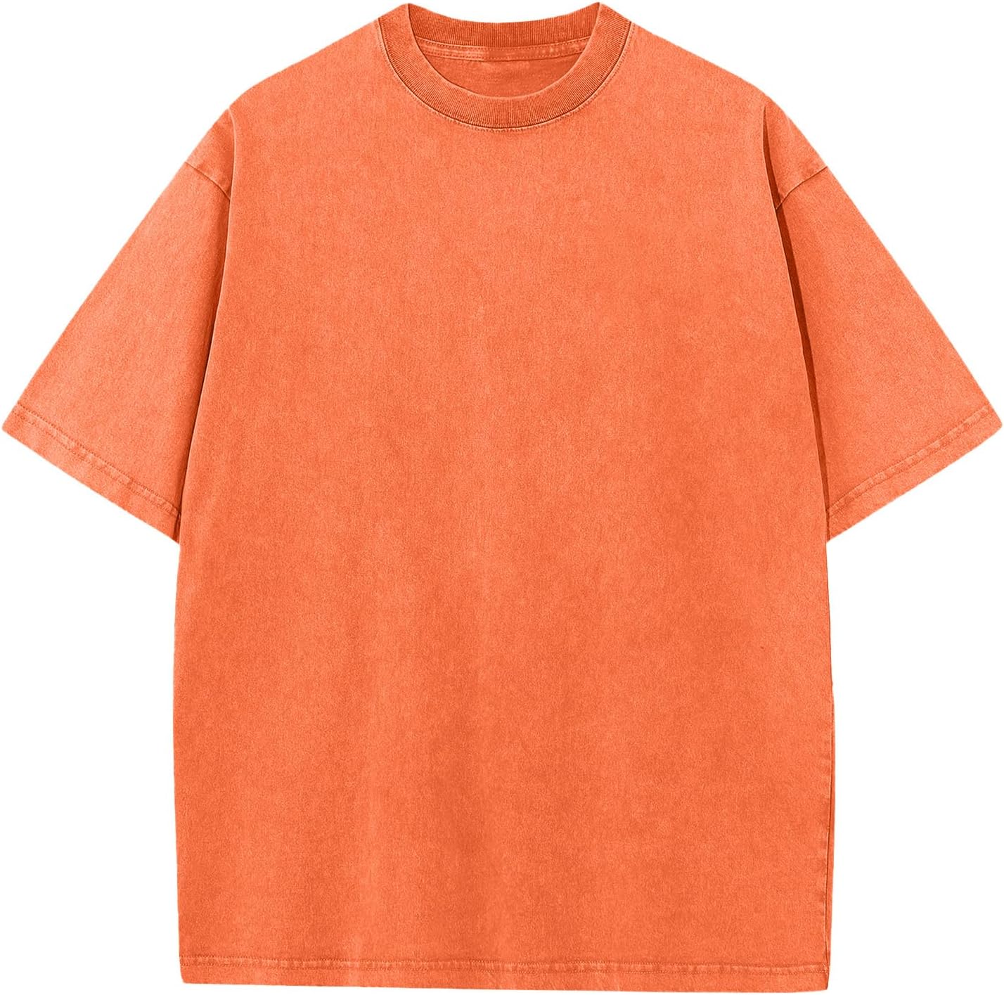 Men's Cotton T-Shirts Oversized Unisex Short Sleeves Casual Loose Wash Solid Basic Tee Tops - Image 7