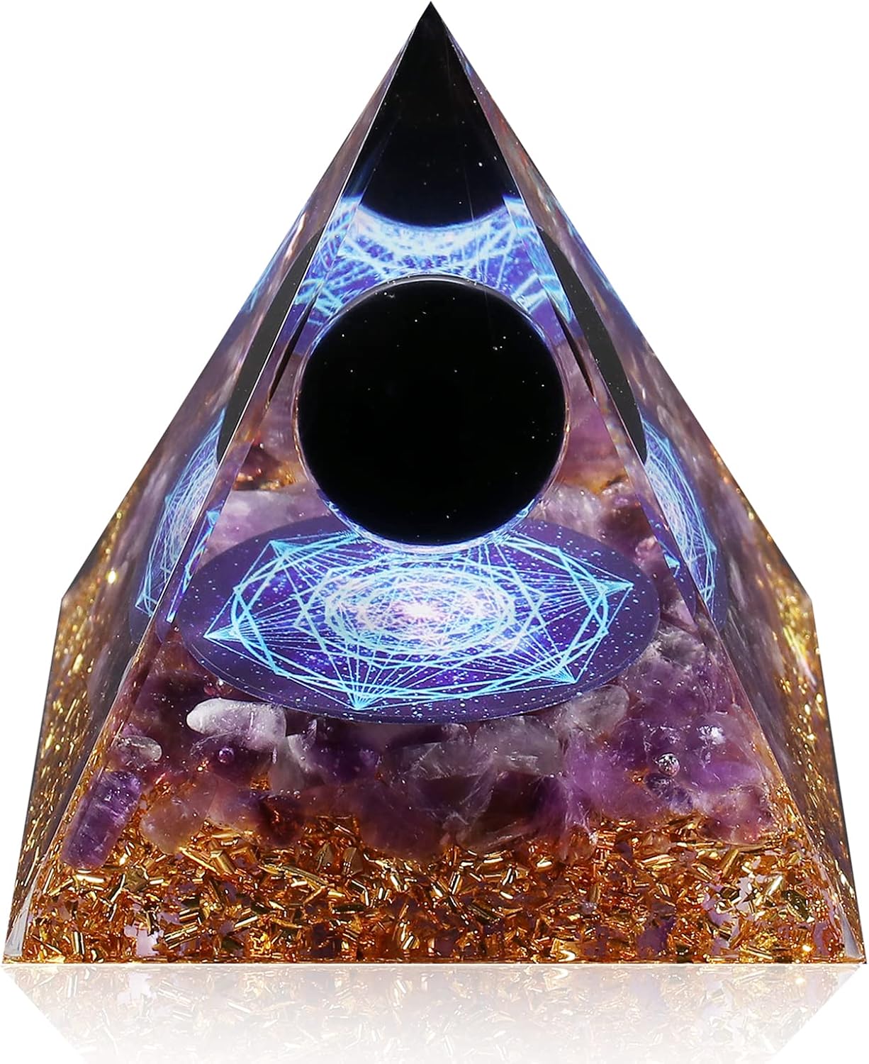 Hopeseed Orgone Pyramid for Positive Energy, Orgonite Amethyst&Obsidian Healing Crystal Pyramids for Reduce Stress Chakra Reiki Healing Meditation Attracts Lucky and Success - Image 4