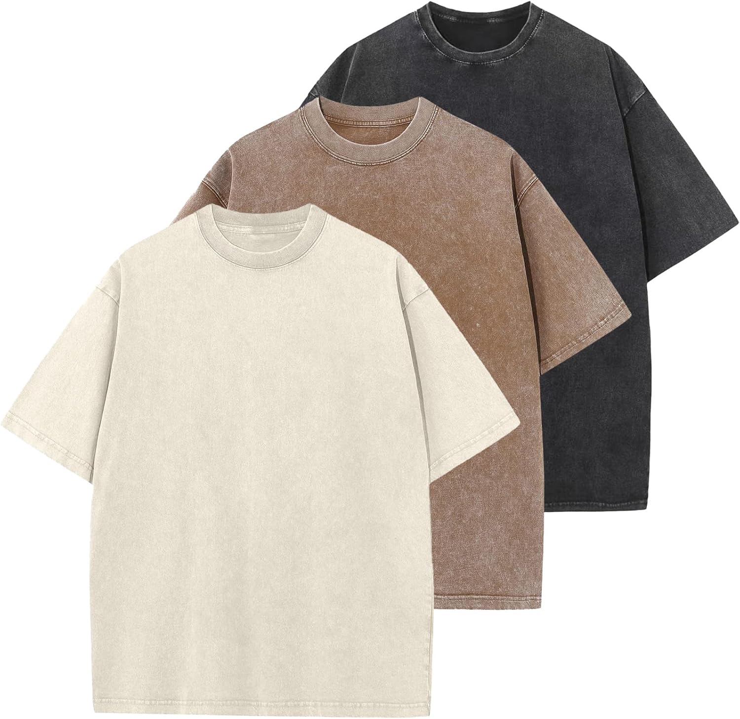 Men's Cotton T-Shirts Oversized Unisex Short Sleeves Casual Loose Wash Solid Basic Tee Tops - Image 6