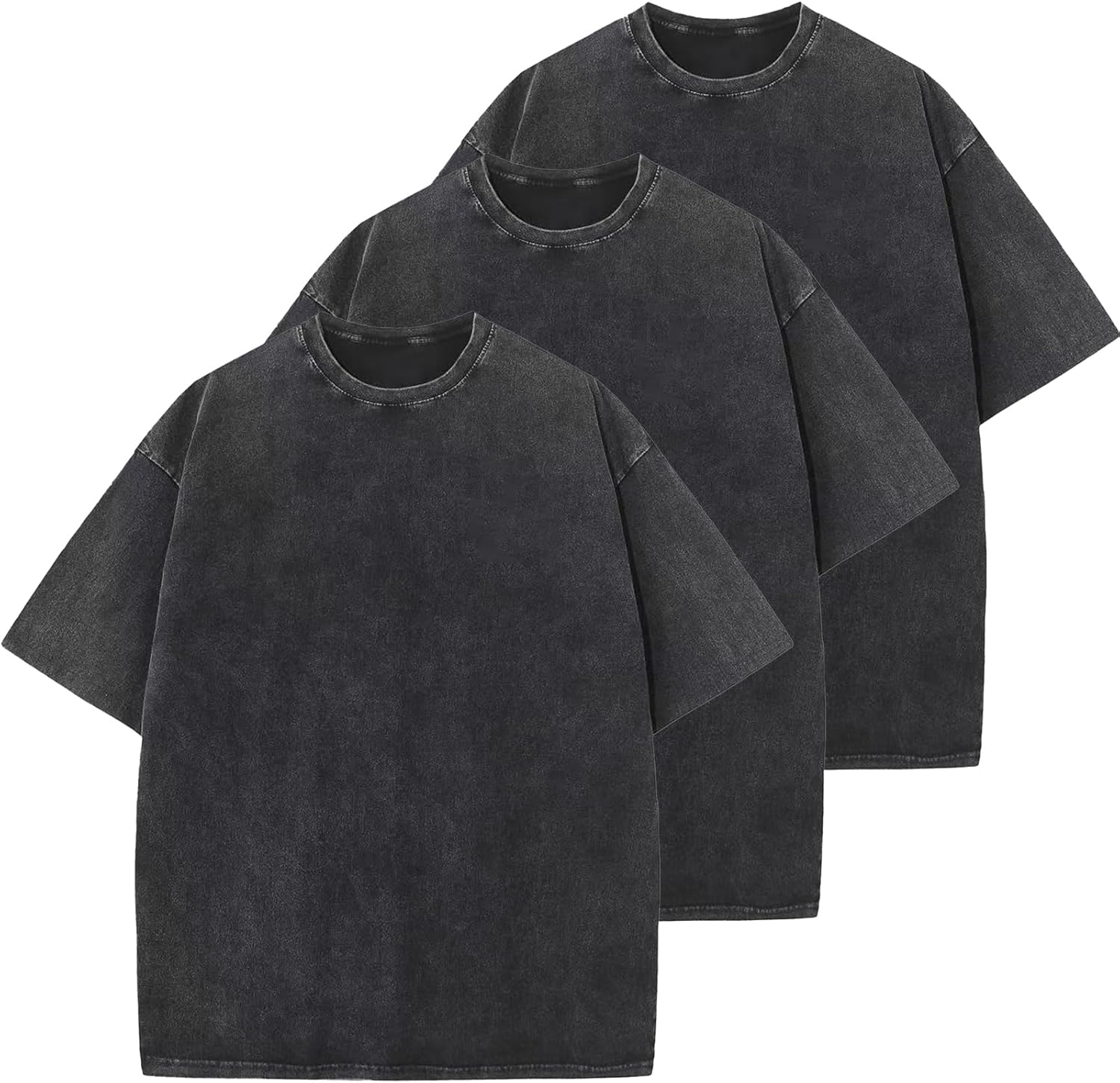Men's Cotton T-Shirts Oversized Unisex Short Sleeves Casual Loose Wash Solid Basic Tee Tops - Image 9