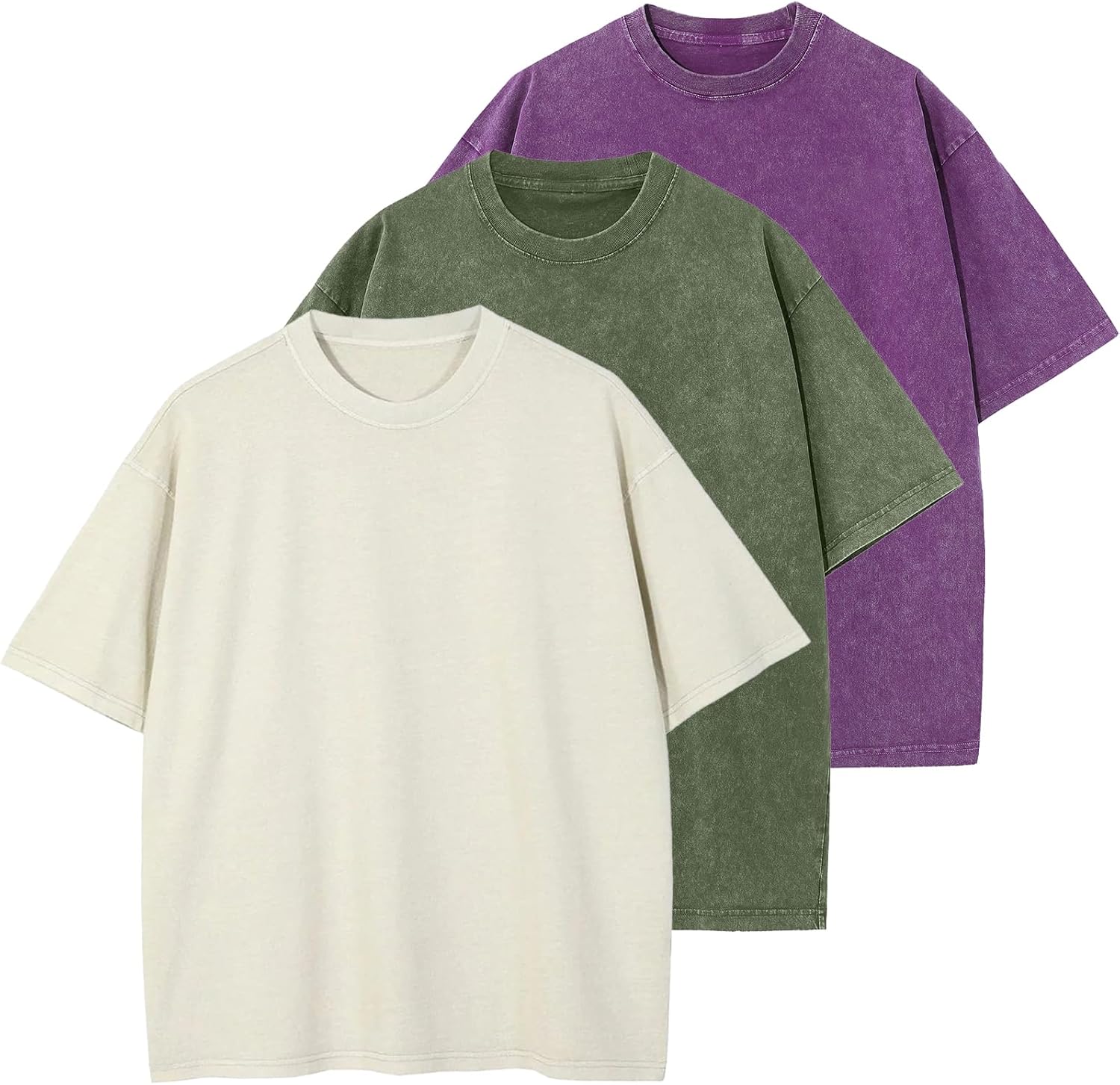 Men's Cotton T-Shirts Oversized Unisex Short Sleeves Casual Loose Wash Solid Basic Tee Tops - Image 13