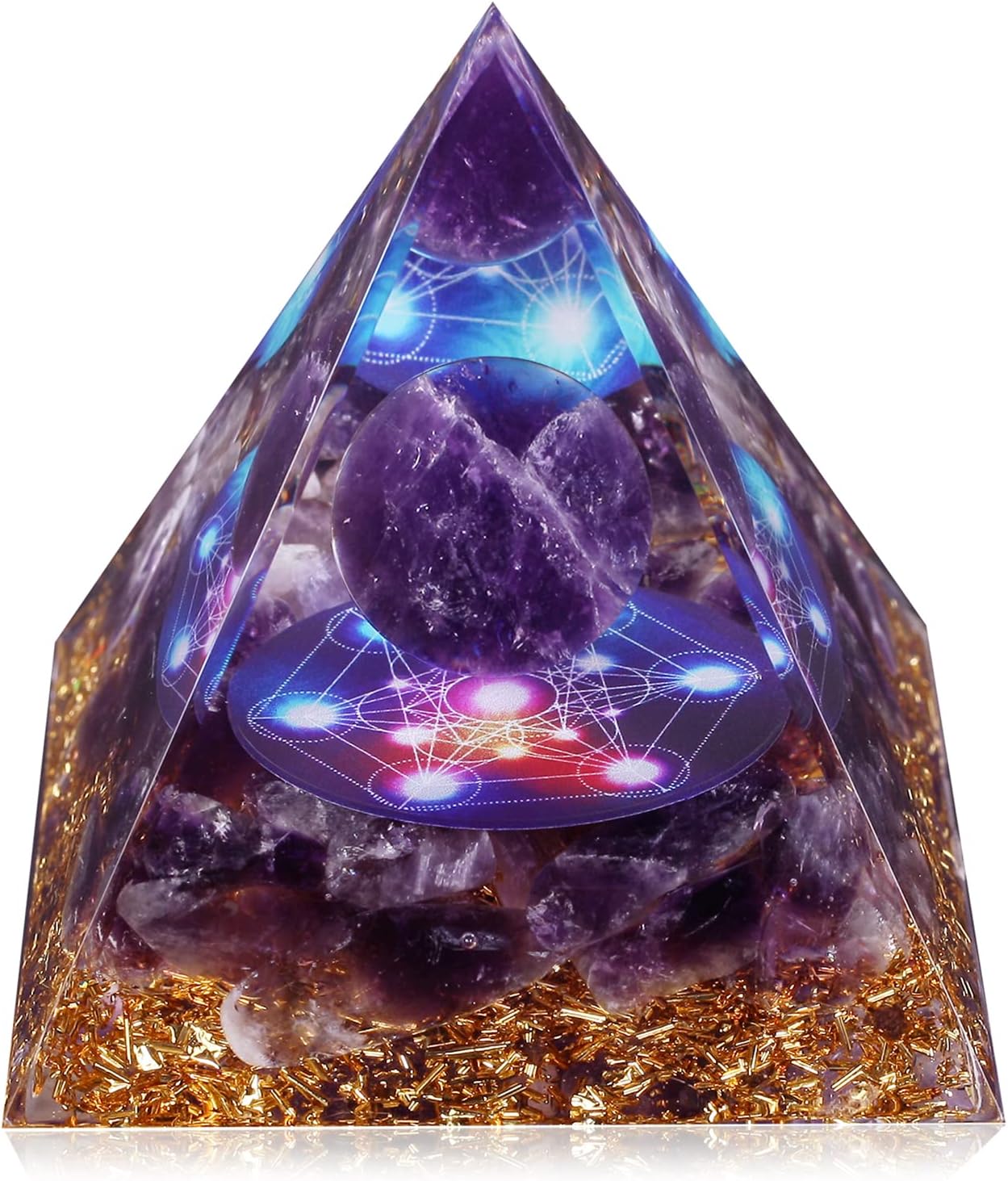 Hopeseed Orgone Pyramid for Positive Energy, Orgonite Amethyst&Obsidian Healing Crystal Pyramids for Reduce Stress Chakra Reiki Healing Meditation Attracts Lucky and Success - Image 5
