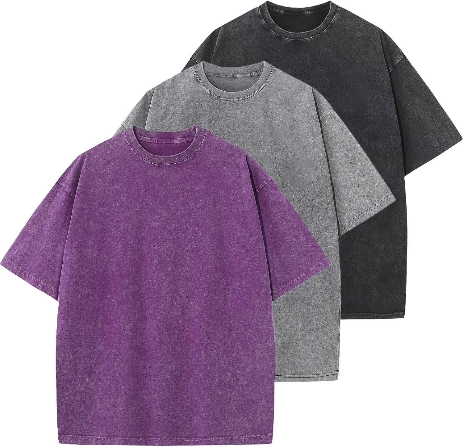 Men's Cotton T-Shirts Oversized Unisex Short Sleeves Casual Loose Wash Solid Basic Tee Tops - Image 30