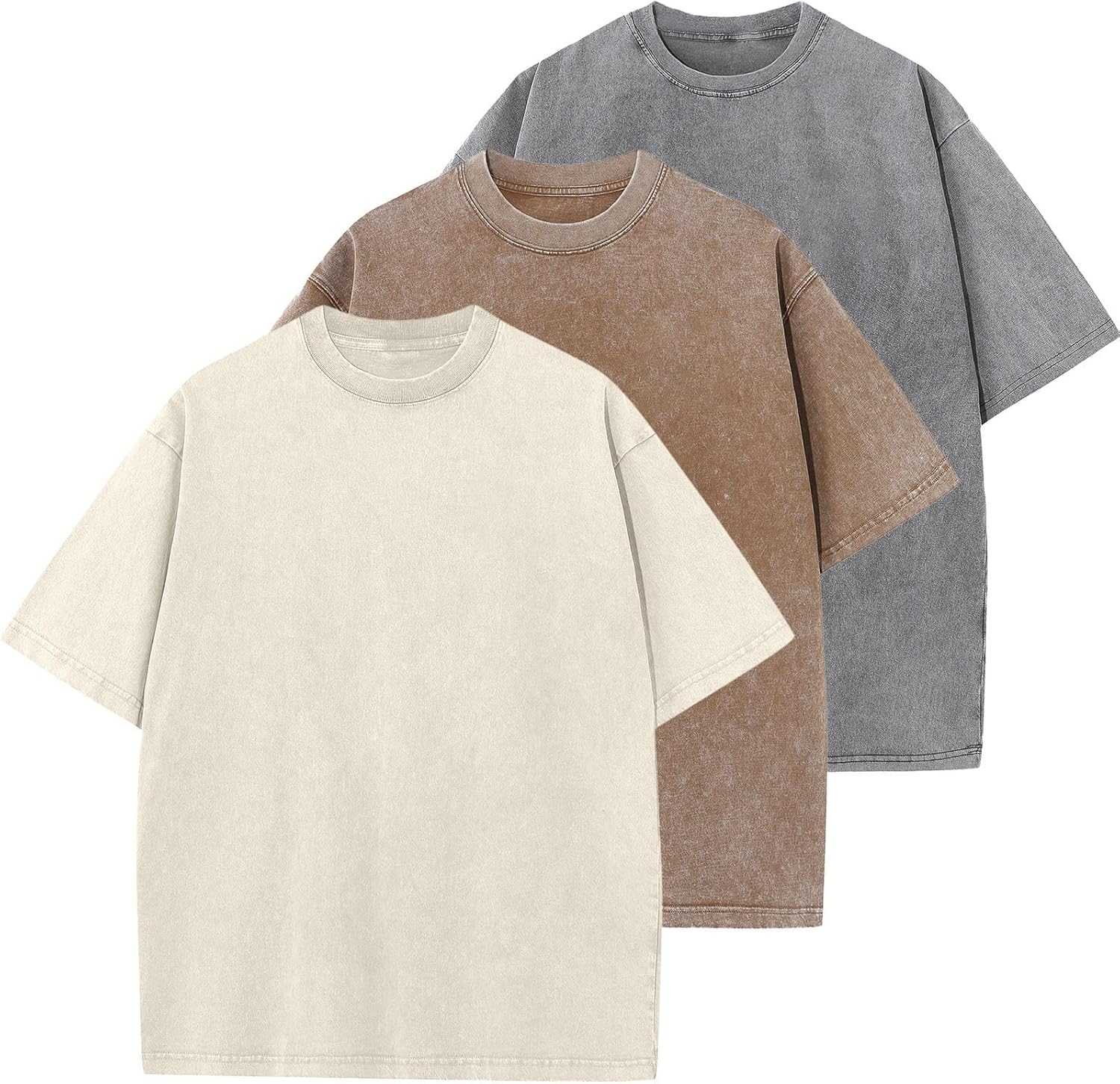 Men's Cotton T-Shirts Oversized Unisex Short Sleeves Casual Loose Wash Solid Basic Tee Tops - Image 22