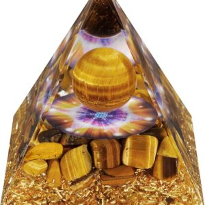 Hopeseed Orgone Pyramid for Positive Energy, Orgonite Amethyst&Obsidian Healing Crystal Pyramids for Reduce Stress Chakra Reiki Healing Meditation Attracts Lucky and Success