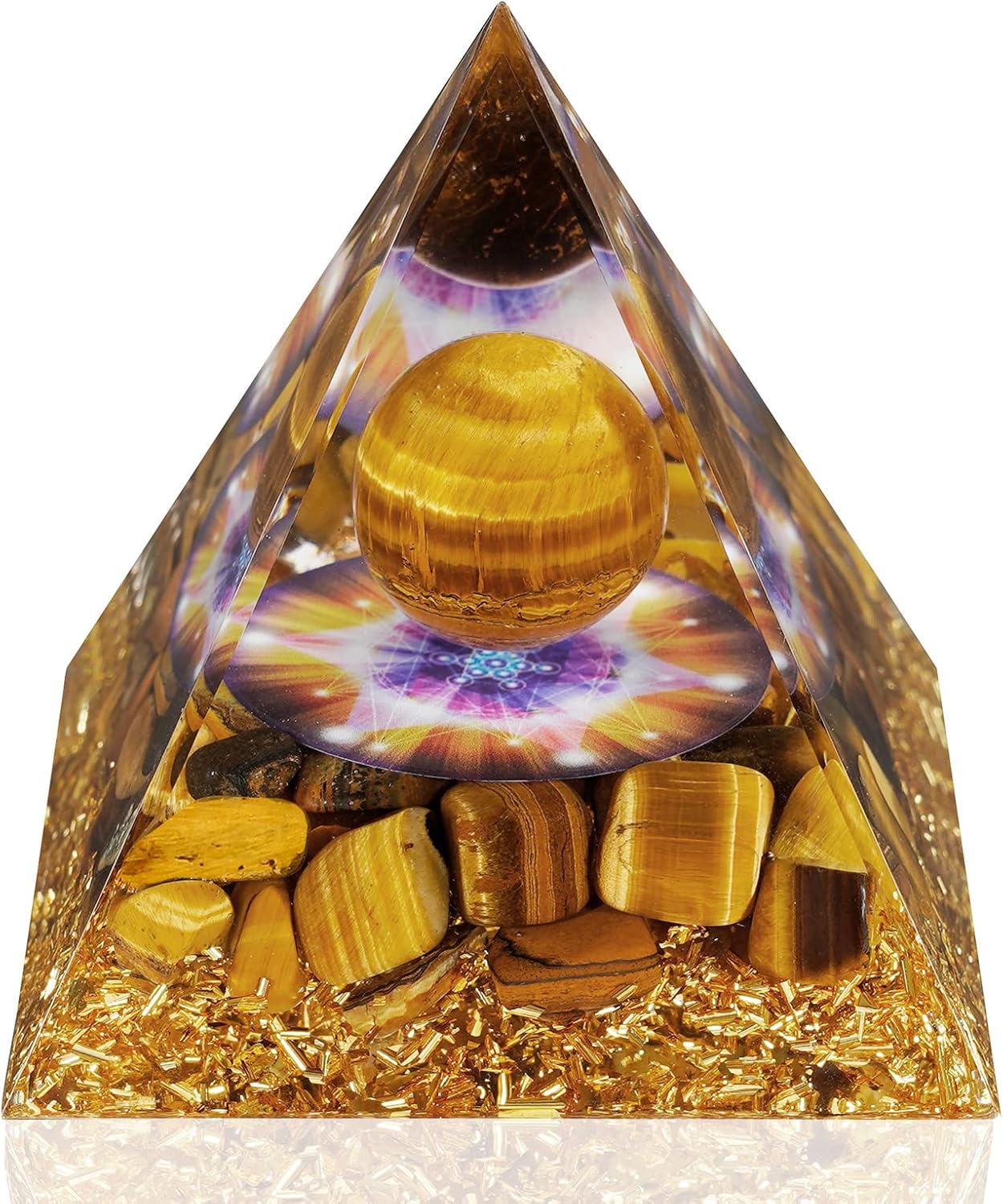 Hopeseed Orgone Pyramid for Positive Energy, Orgonite Amethyst&Obsidian Healing Crystal Pyramids for Reduce Stress Chakra Reiki Healing Meditation Attracts Lucky and Success