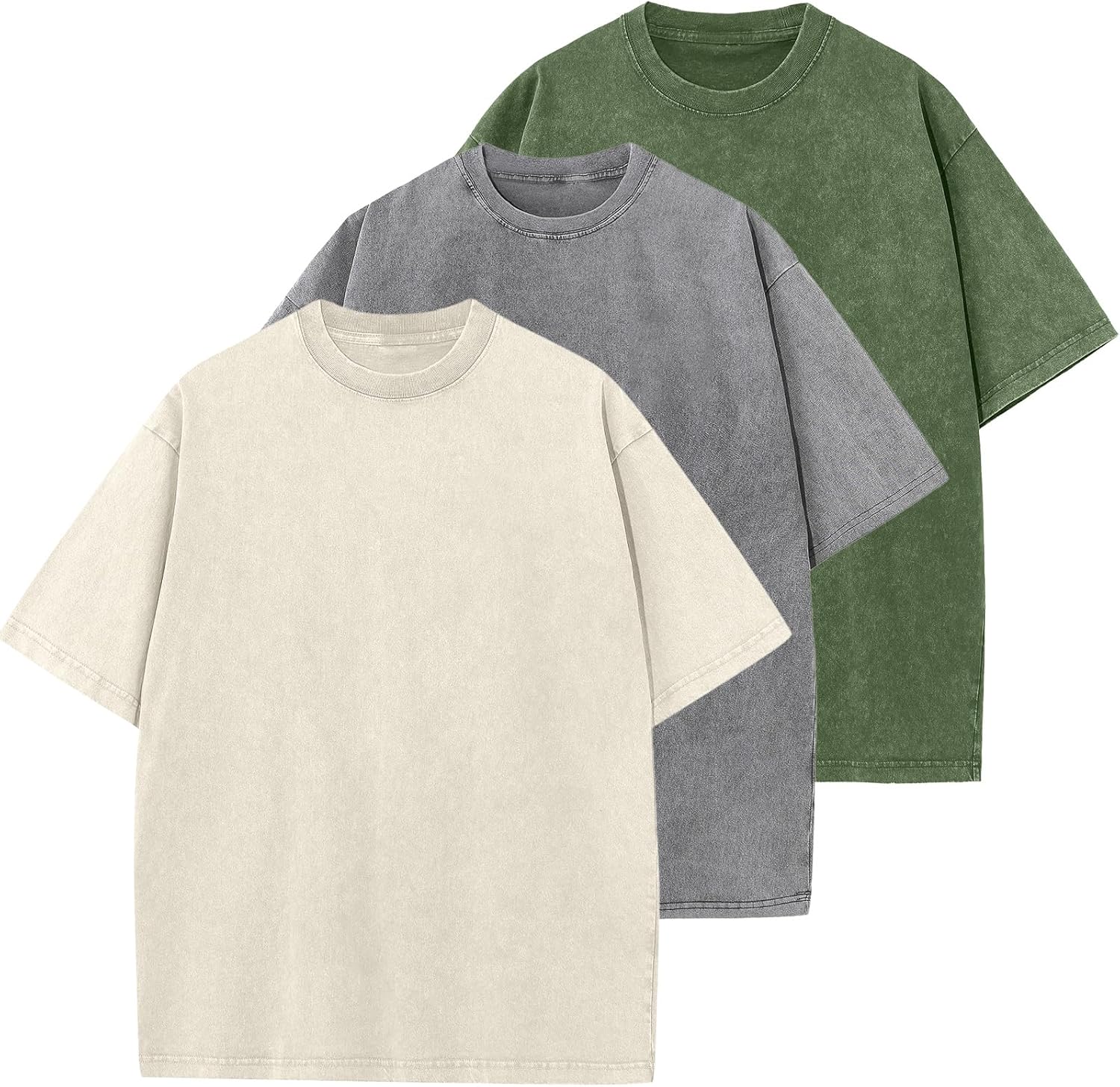 Men's Cotton T-Shirts Oversized Unisex Short Sleeves Casual Loose Wash Solid Basic Tee Tops - Image 25