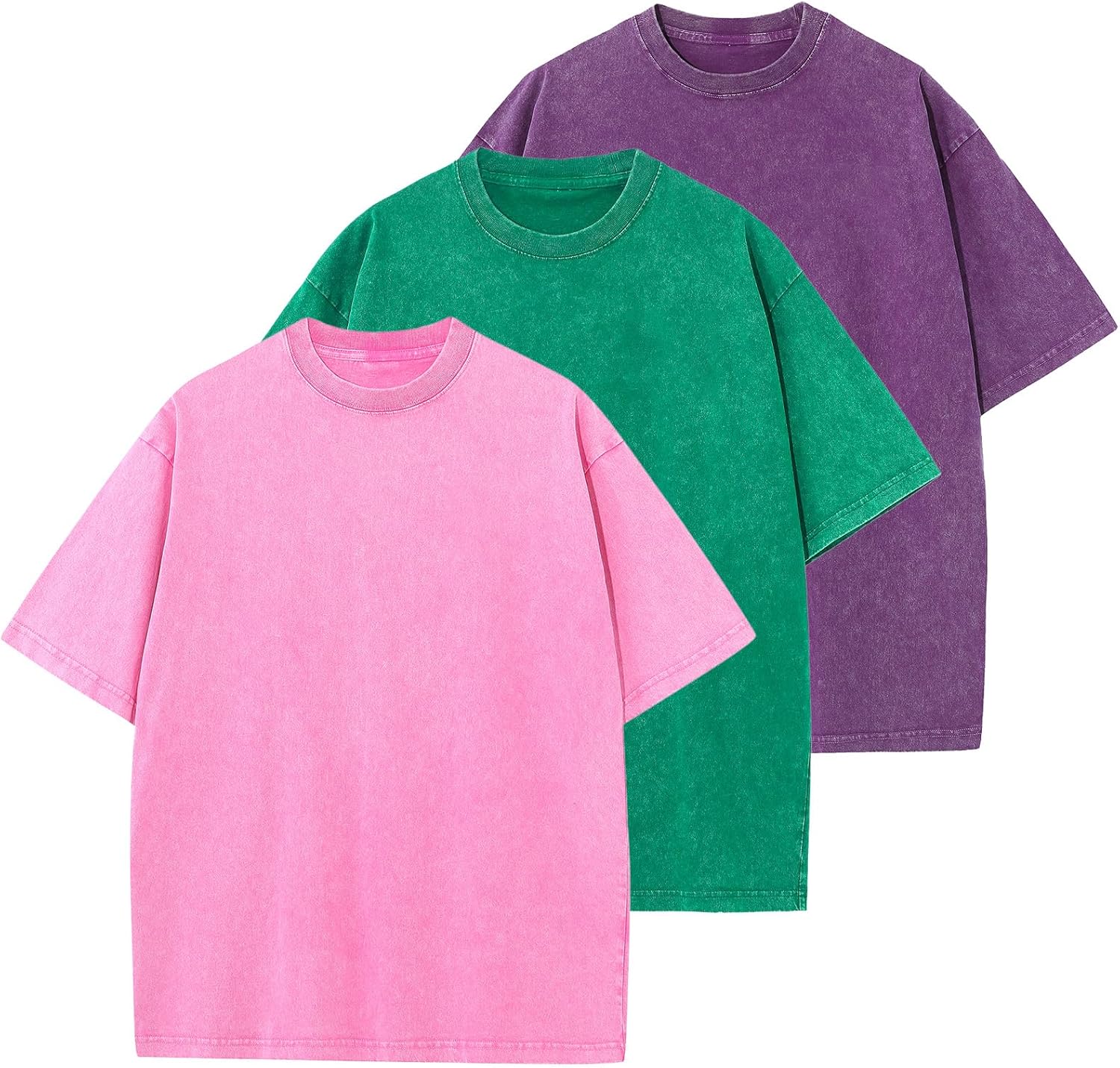 Men's Cotton T-Shirts Oversized Unisex Short Sleeves Casual Loose Wash Solid Basic Tee Tops - Image 23