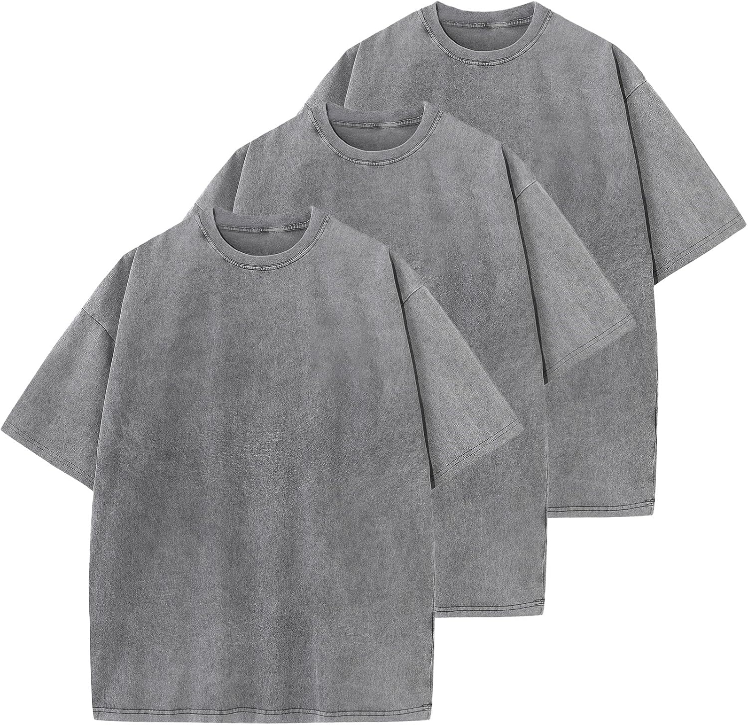 Men's Cotton T-Shirts Oversized Unisex Short Sleeves Casual Loose Wash Solid Basic Tee Tops - Image 26