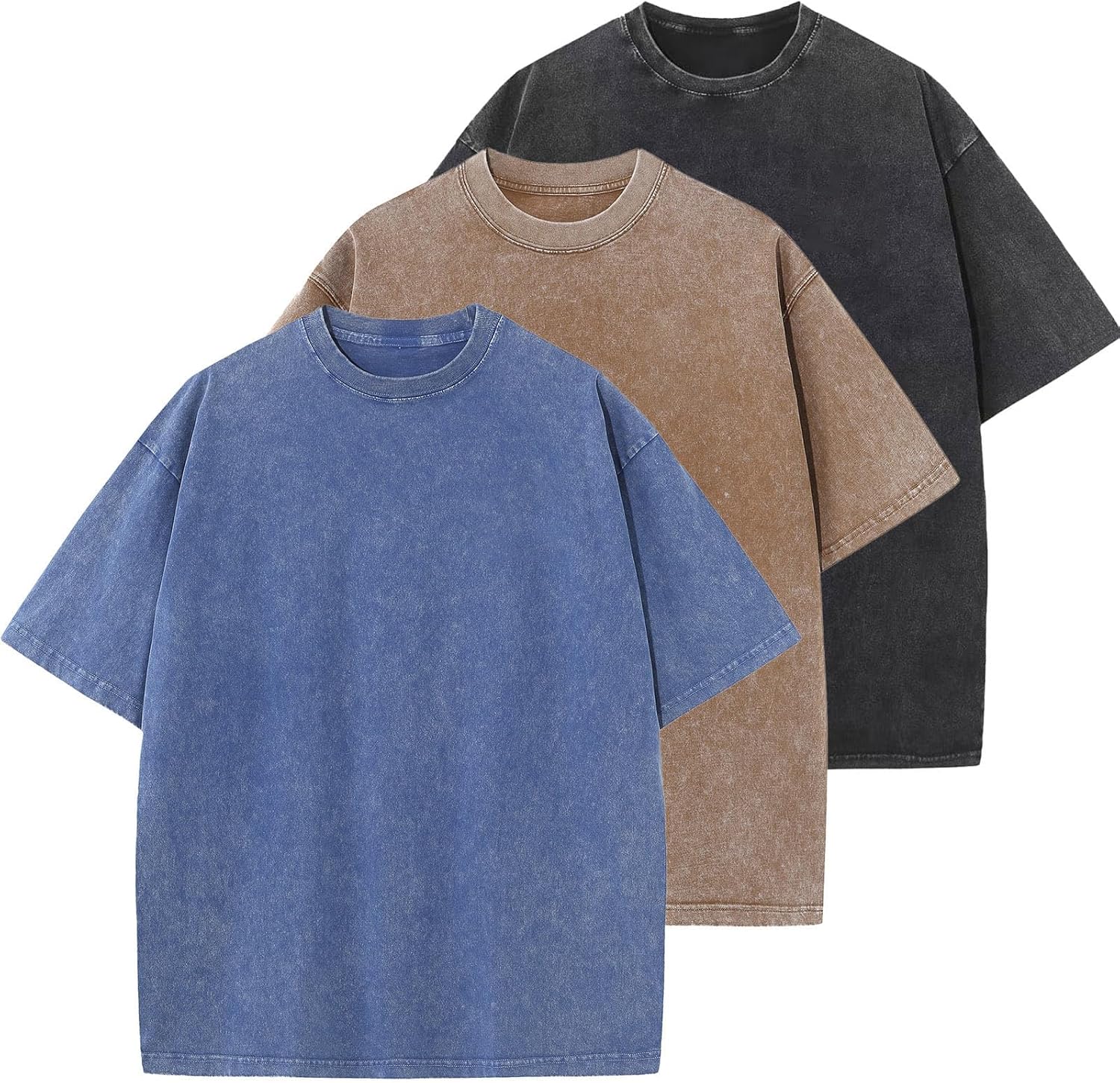 Men's Cotton T-Shirts Oversized Unisex Short Sleeves Casual Loose Wash Solid Basic Tee Tops - Image 11