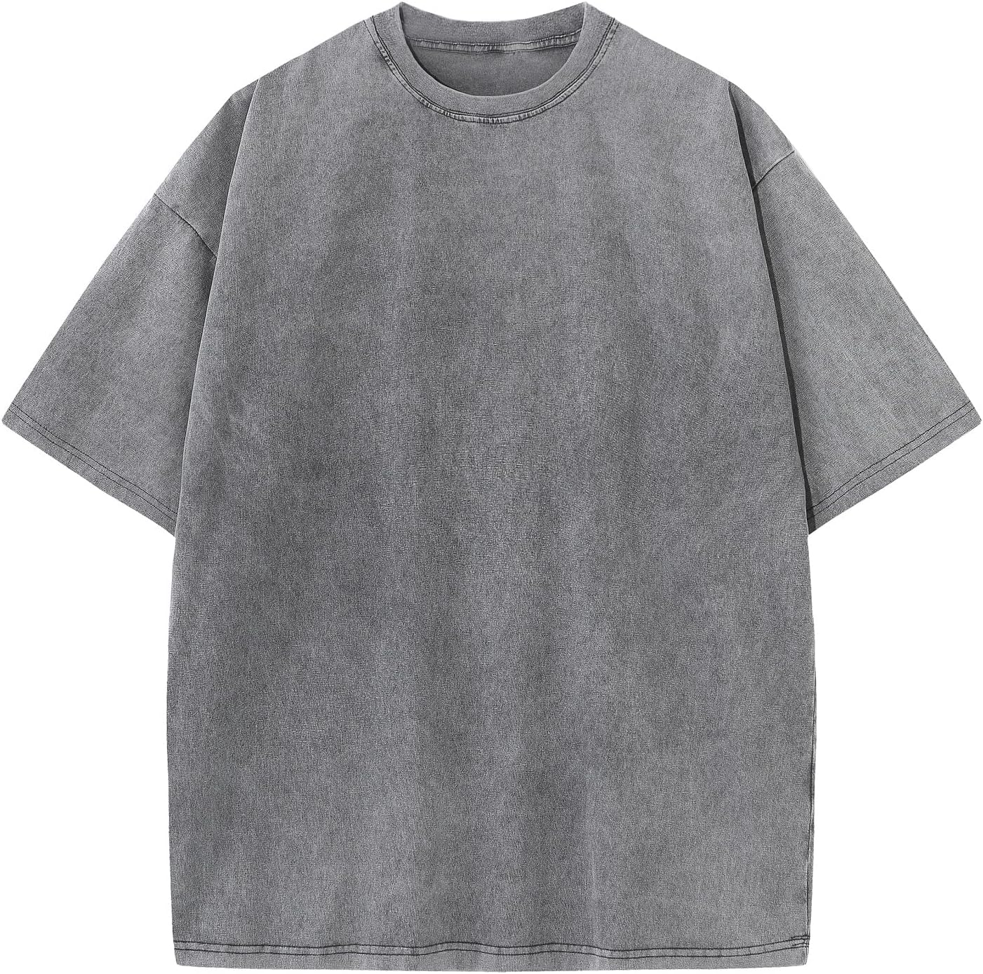 Men's Cotton T-Shirts Oversized Unisex Short Sleeves Casual Loose Wash Solid Basic Tee Tops - Image 31