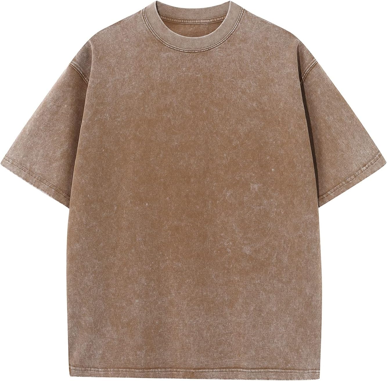 Men's Cotton T-Shirts Oversized Unisex Short Sleeves Casual Loose Wash Solid Basic Tee Tops - Image 29