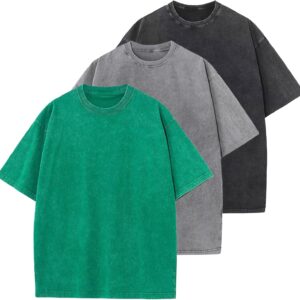 Men's Cotton T-Shirts Oversized Unisex Short Sleeves Casual Loose Wash Solid Basic Tee Tops