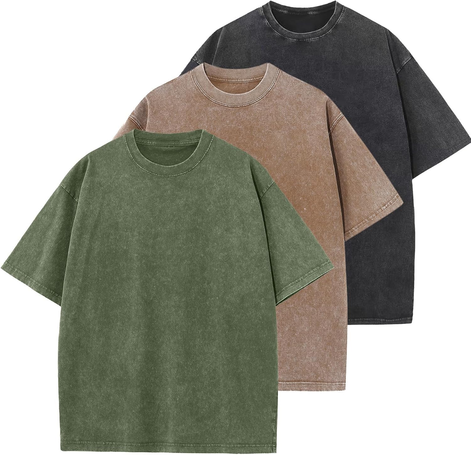 Men's Cotton T-Shirts Oversized Unisex Short Sleeves Casual Loose Wash Solid Basic Tee Tops - Image 20