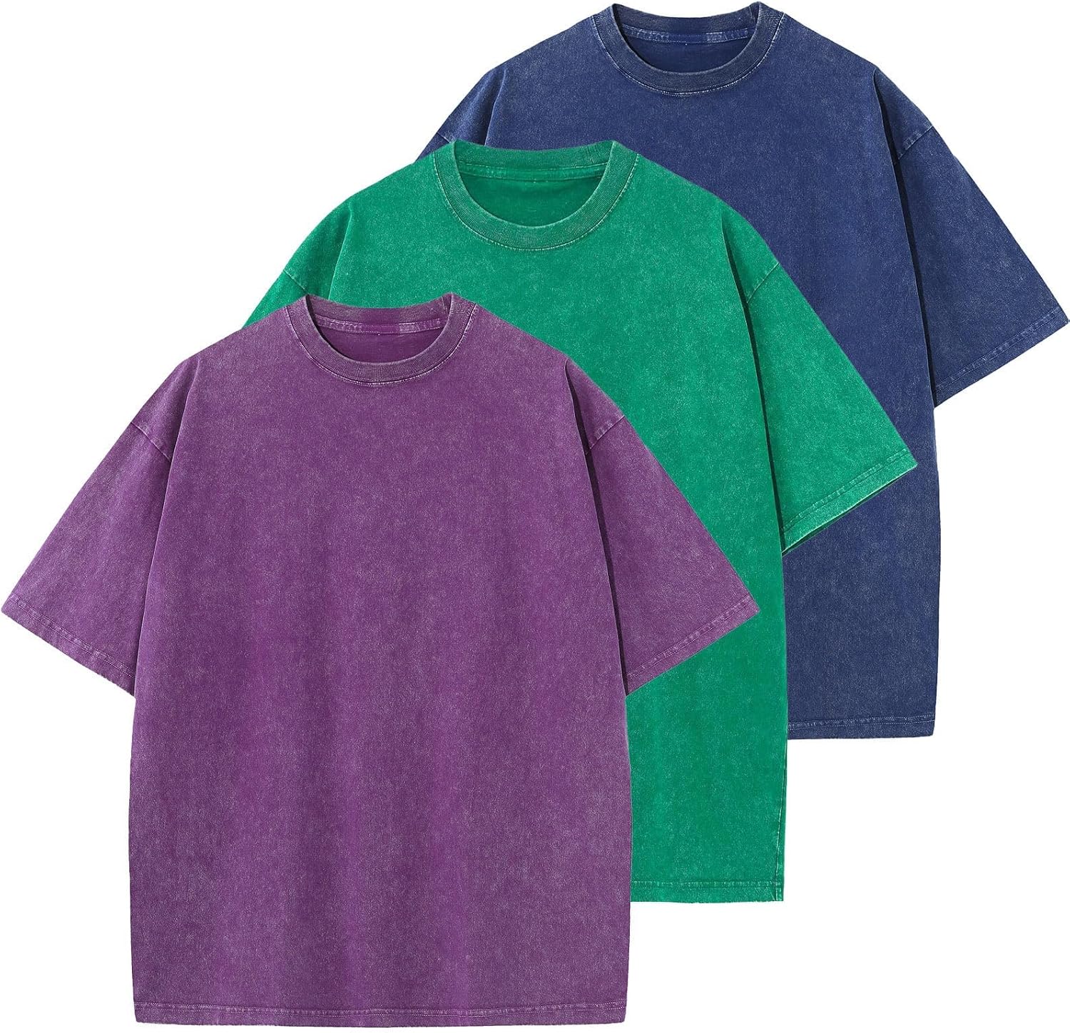 Men's Cotton T-Shirts Oversized Unisex Short Sleeves Casual Loose Wash Solid Basic Tee Tops - Image 4