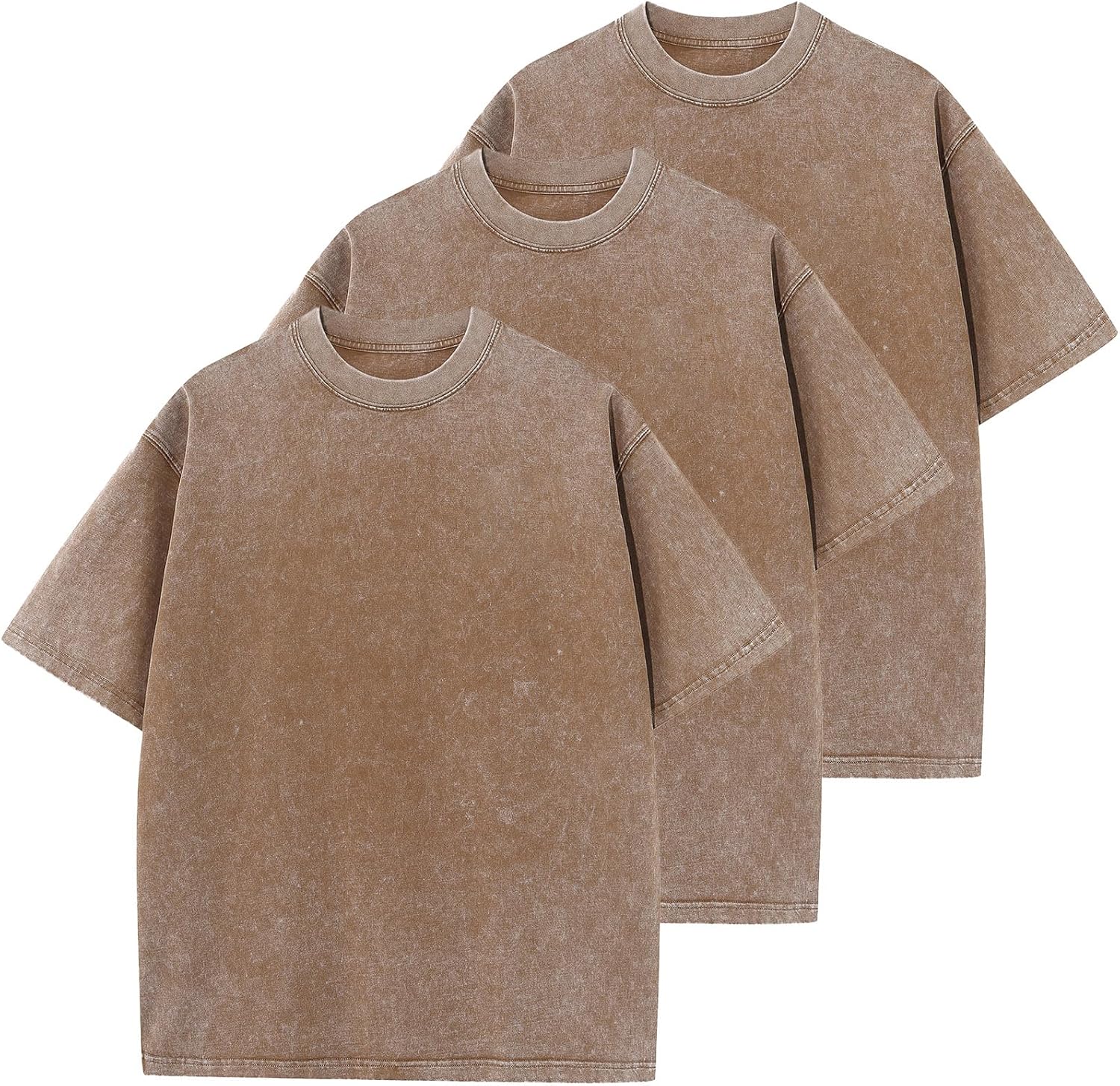 Men's Cotton T-Shirts Oversized Unisex Short Sleeves Casual Loose Wash Solid Basic Tee Tops - Image 28